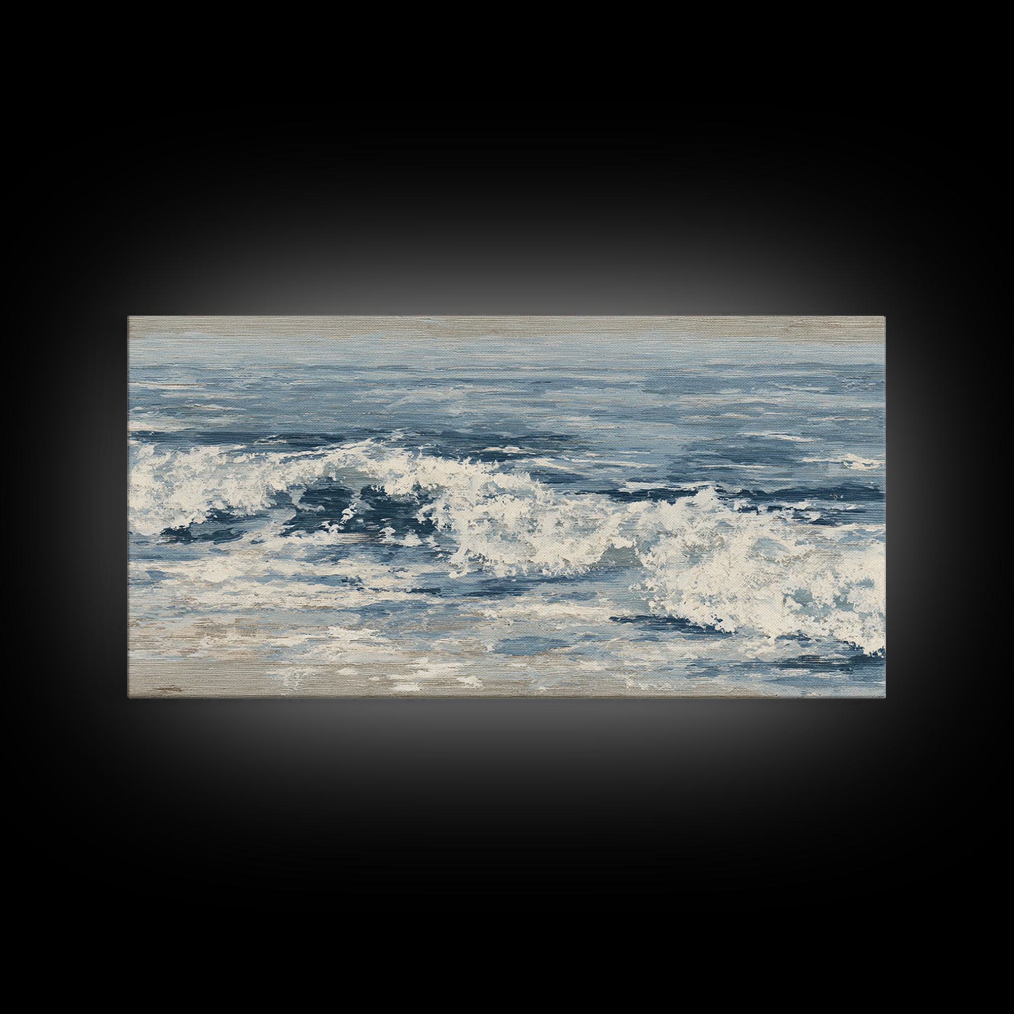 Stormy Ocean Wave Canvas Print, Black and White Art, Digital Prints, Living Room Decor, Fine Art, Monochrome, Wood Wall Art, BAW-2x1-54