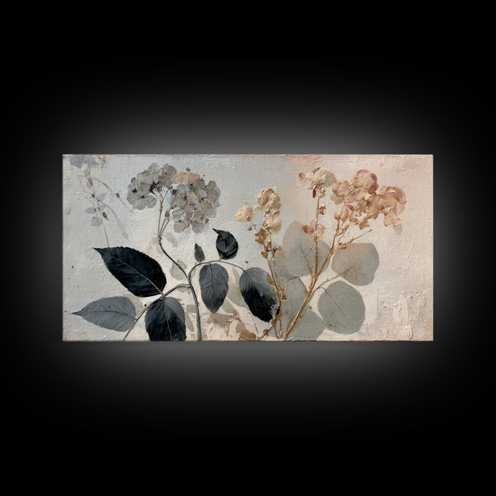 Black and White Botanical Specimen Plate Canvas Print, Black and White Art, Gallery Decor, Living Room Decor, Monochrome, BAW-2x1-67