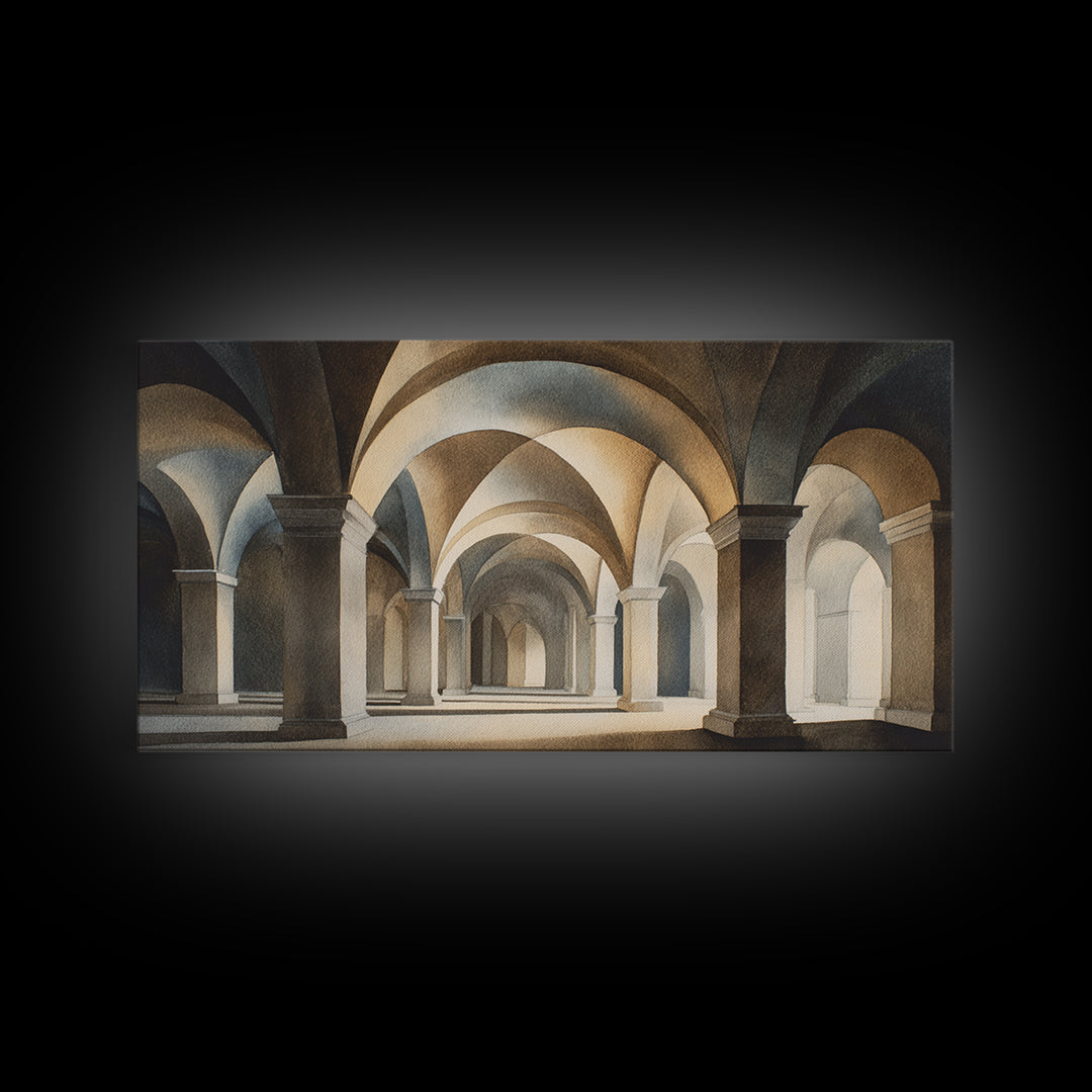 High Contrast Architectural Arches and Shadows Canvas Print, Black and White Art, Set of 3 Prints, Living Room Decor, BAW-2x1-71