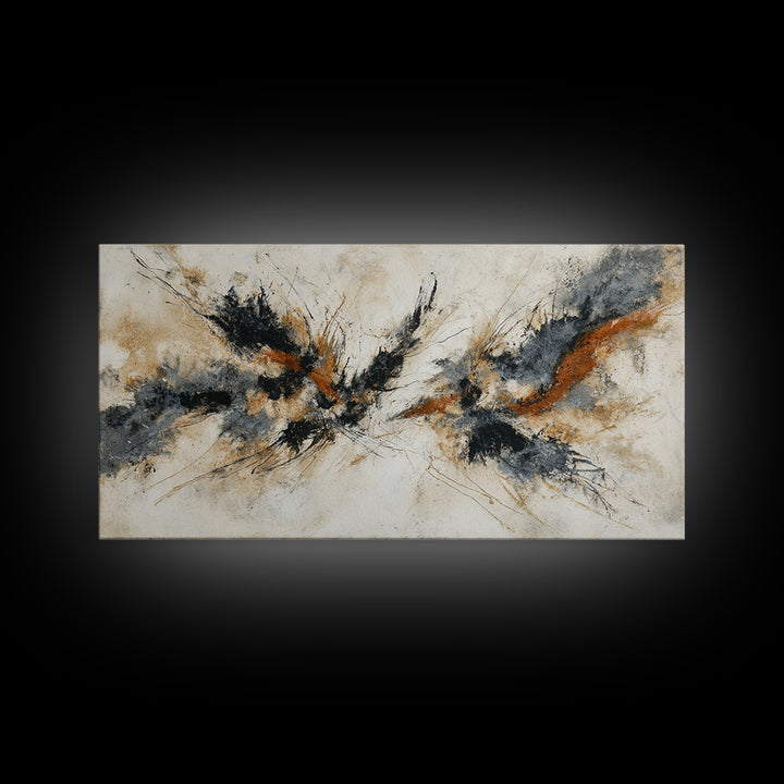 Abstract Charcoal Gestures on White Paper Canvas Print, Black and White Art, Printable, Living Room Decor, Monochrome, BAW-2x1-72