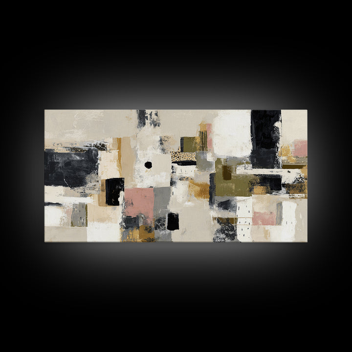 Abstract Marble Texture Framed Canvas Print, Black and White Art, Wall Decor, Living Room Decor, Fine Art, Monochrome, BAW-2x1-83
