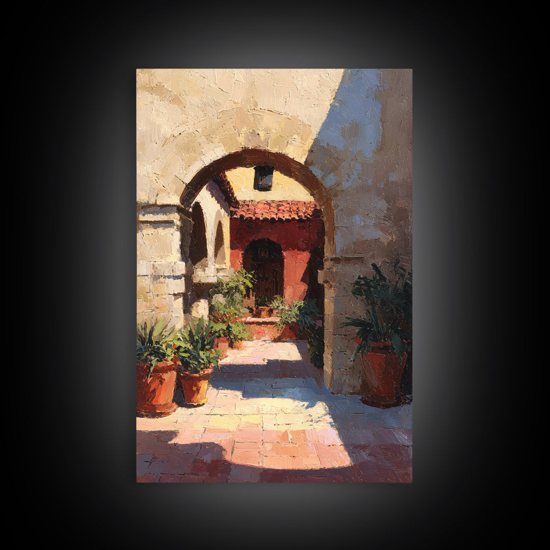High Contrast Architectural Arches and Shadows Canvas Print, Black and White Art, Living Room Decor, Monochrome, BAW-2x3-11