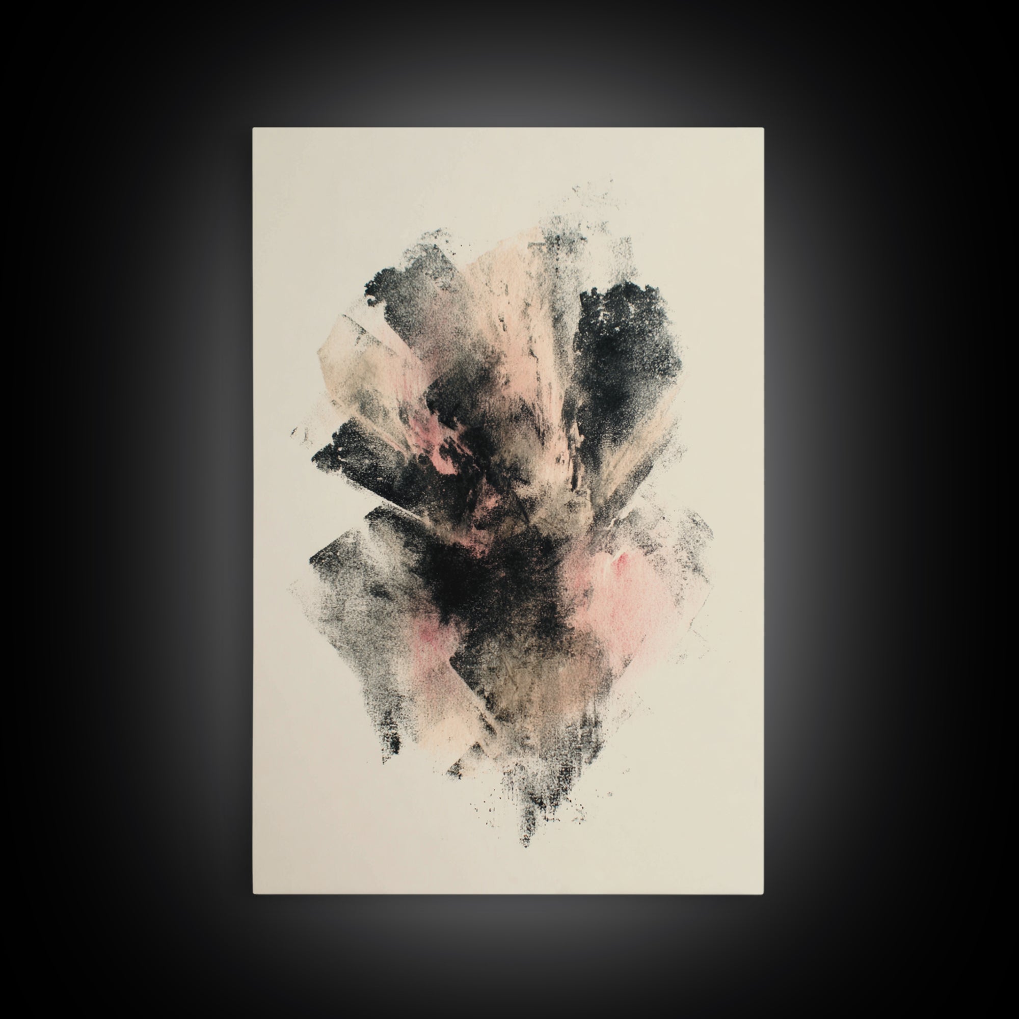 Abstract Charcoal Gestures on White Paper Framed Canvas Print, Black and White Art, Art Prints, Living Room Decor, Monochrome, BAW-2x3-12