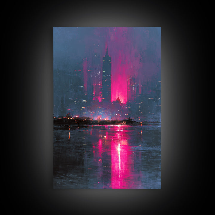 Monochrome City Skyline Reflected Canvas Print, Black and White Art, Contemporary Art, Living Room Decor, Monochrome, BAW-2x3-19
