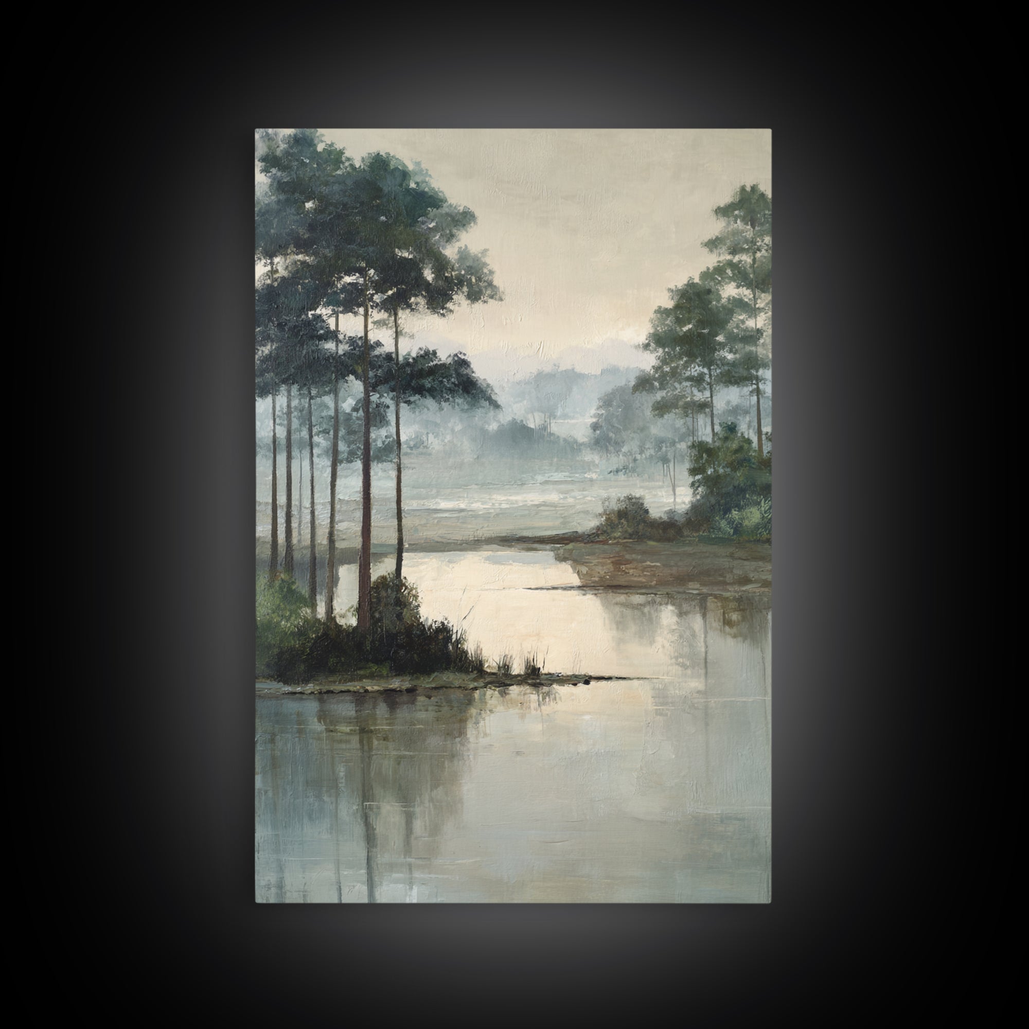 Misty Bridge Landscape Framed Canvas Print, Black and White Art, Room Decor, Living Room Decor, Fine Art, Monochrome, BAW-2x3-3