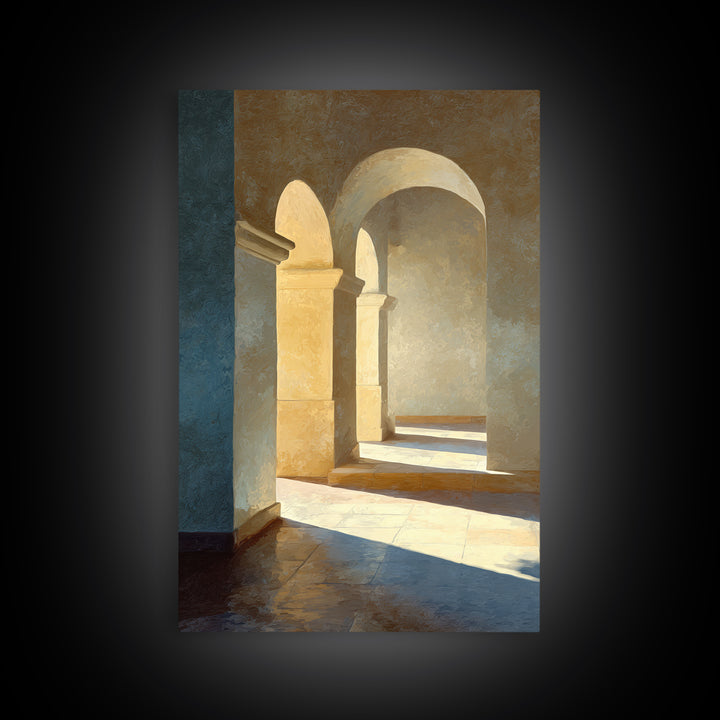 High Contrast Architectural Arches and Shadows Canvas Print, Black and White Art, Digital Art, Living Room Decor, Monochrome, BAW-2x3-35