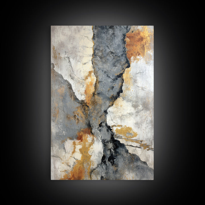 Abstract Marble Texture Framed Canvas Print, Black and White Art, Mid Century Modern, Living Room Decor, Fine Art, Monochrome, BAW-2x3-47