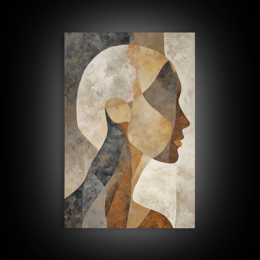 Monochrome Female Profile Canvas Print, Black and White Art, Modern Wall Art, Living Room Decor, Fine Art, Monochrome, BAW-2x3-57