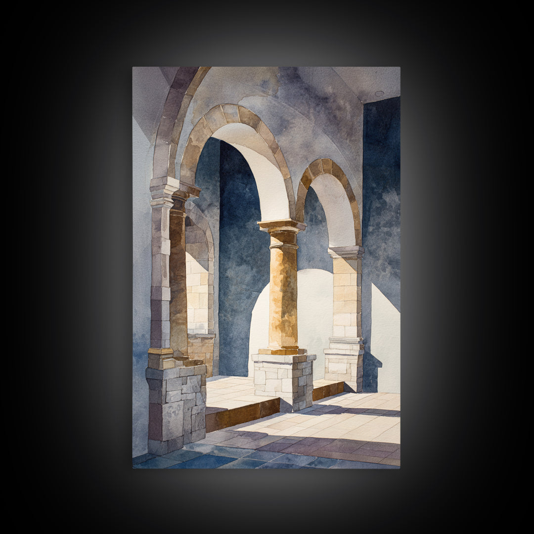 High Contrast Architectural Arches and Shadows Canvas Print, Black and White Art, Original Art, Living Room Decor, Monochrome, BAW-2x3-59