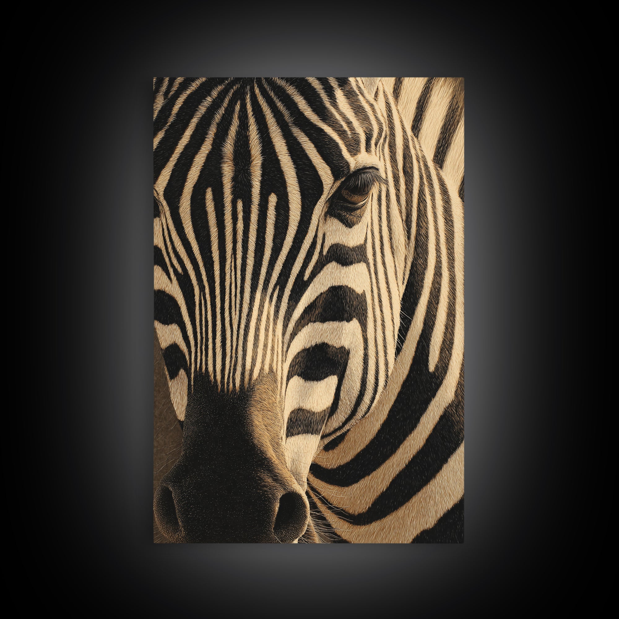 Zebra Stripe Closeup as Graphic Abstraction Canvas Print, Black and White Art, Halloween Decor, Living Room Decor, Monochrome, BAW-2x3-64