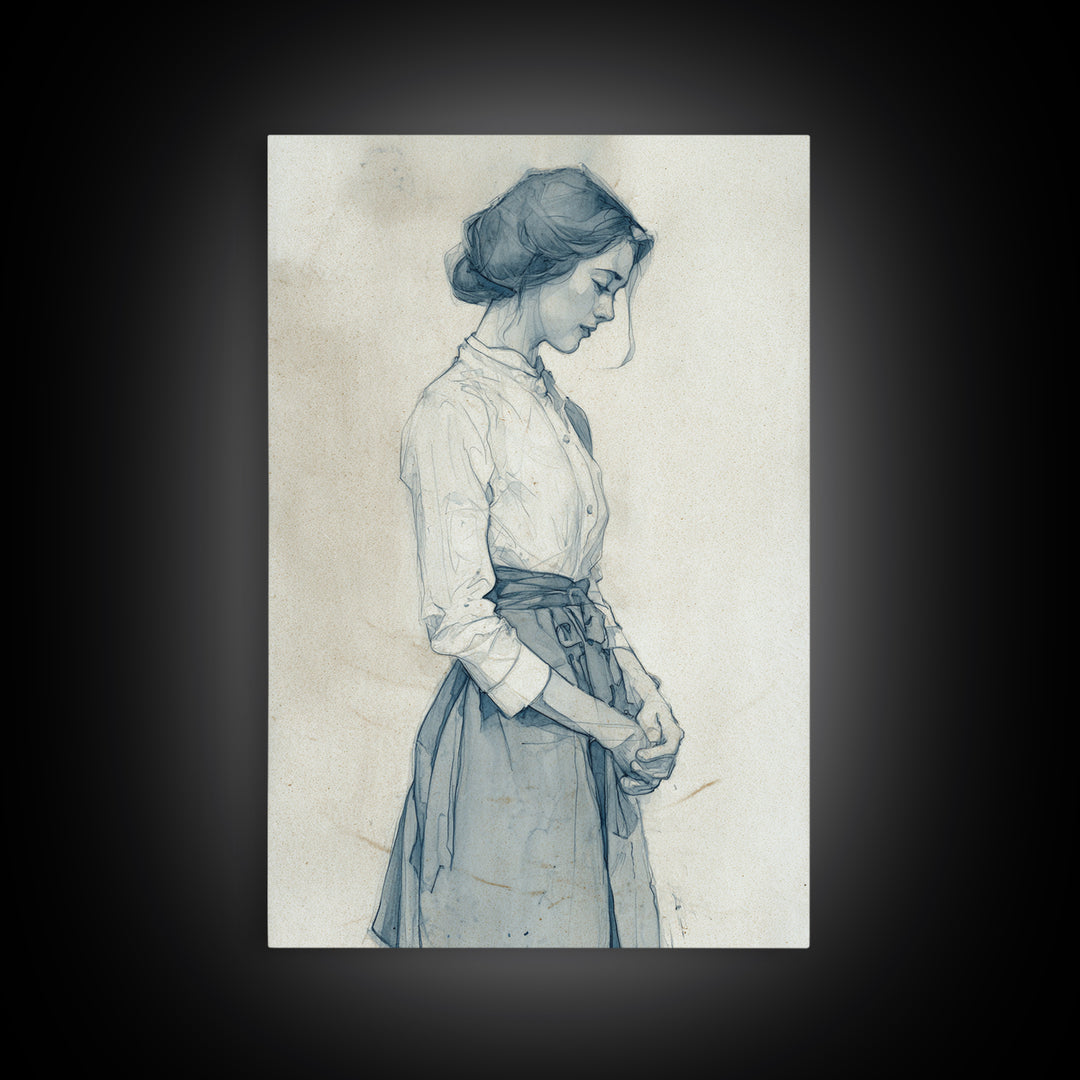 Classic Nude Figure Sketch Canvas Print, Black and White Art, Apartment Decor, Living Room Decor, Fine Art, Monochrome, BAW-2x3-65