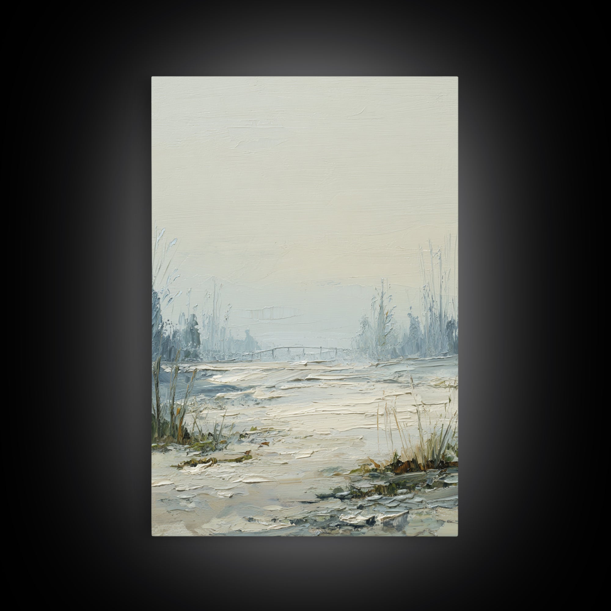 Misty Bridge Landscape Framed Canvas Print, Black and White Art, Printable Art, Living Room Decor, Fine Art, Monochrome, BAW-2x3-75