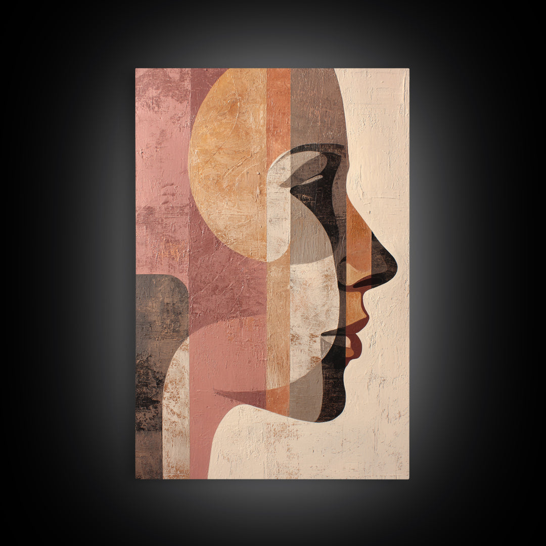 Monochrome Female Profile Canvas Print, Black and White Art, Modern Wall Art, Living Room Decor, Fine Art, Monochrome, BAW-2x3-81