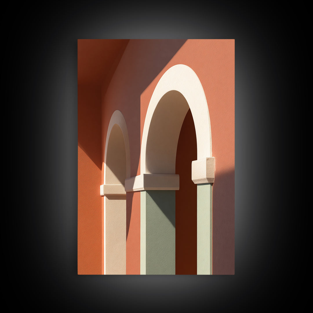 High Contrast Architectural Arches and Shadows Canvas Print, Black and White Art, Set of 3 Prints, Living Room Decor, BAW-2x3-83