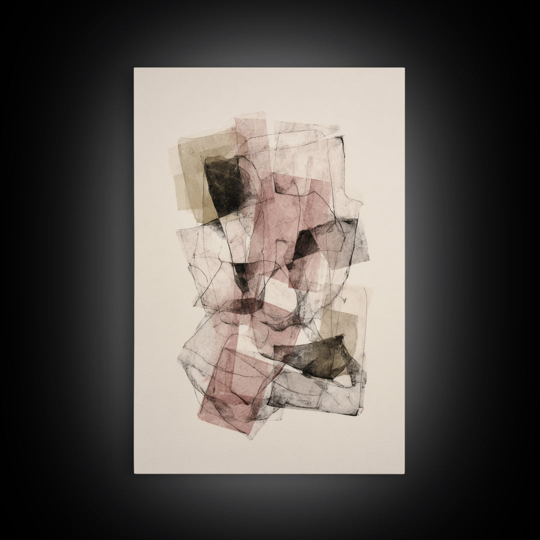 Abstract Charcoal Gestures on White Paper Canvas Print, Black and White Art, Modern Decor, Living Room Decor, Monochrome, BAW-2x3-84