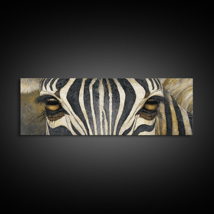 Zebra Stripe Closeup as Graphic Abstraction Canvas Print, Black and White Art, Textured Painting, Living Room Decor, Monochrome, BAW-3x1-48