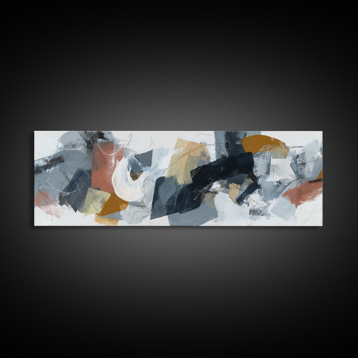 Abstract Charcoal Gestures on White Paper Canvas Print, Black and White Art, Art Prints, Living Room Decor, Monochrome, BAW-3x1-92