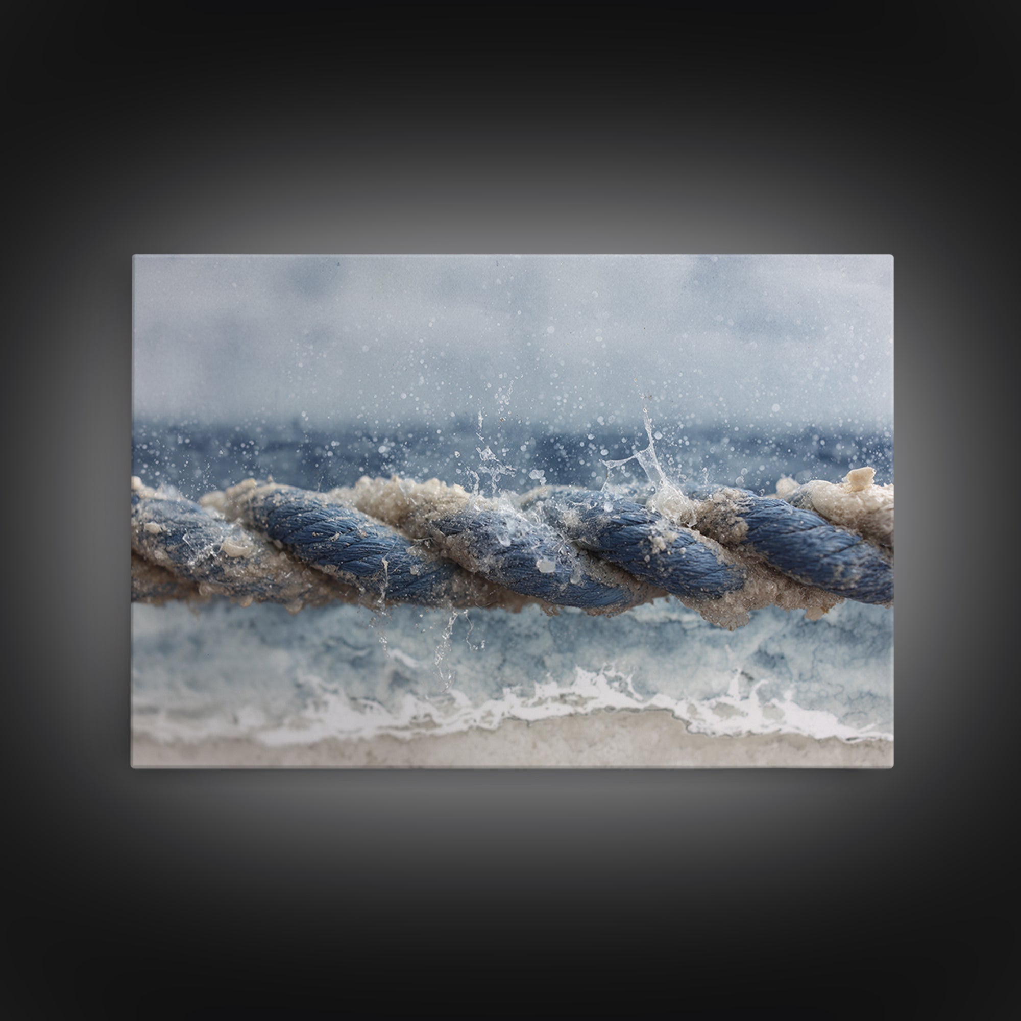 Stormy Ocean Wave Framed Canvas Print, Black and White Art, Gothic Decor, Living Room Decor, Oil Painting, Monochrome, BAW-3x2-14