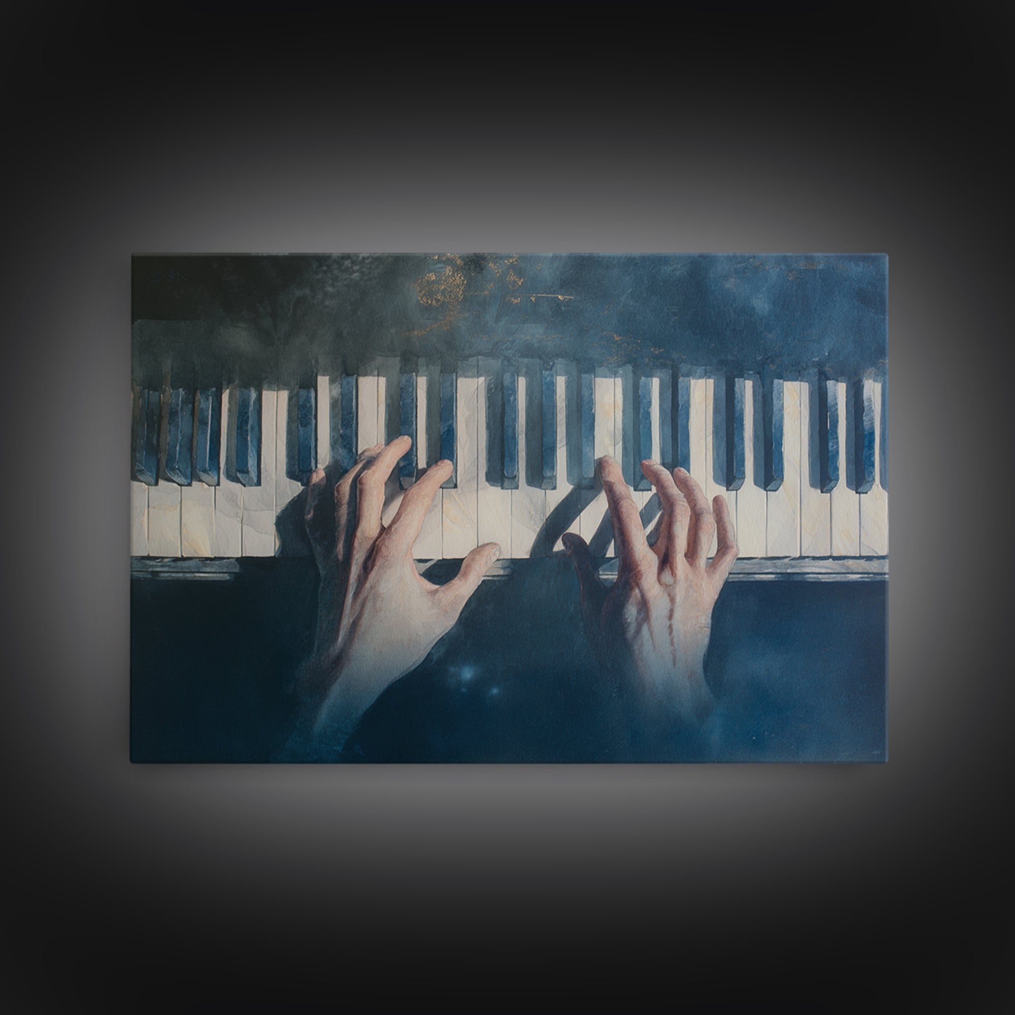 Piano Keys and Hands Framed Canvas Print, Black and White Art, Printable, Living Room Decor, Monochrome, Living Room Wall Art, BAW-3x2-2
