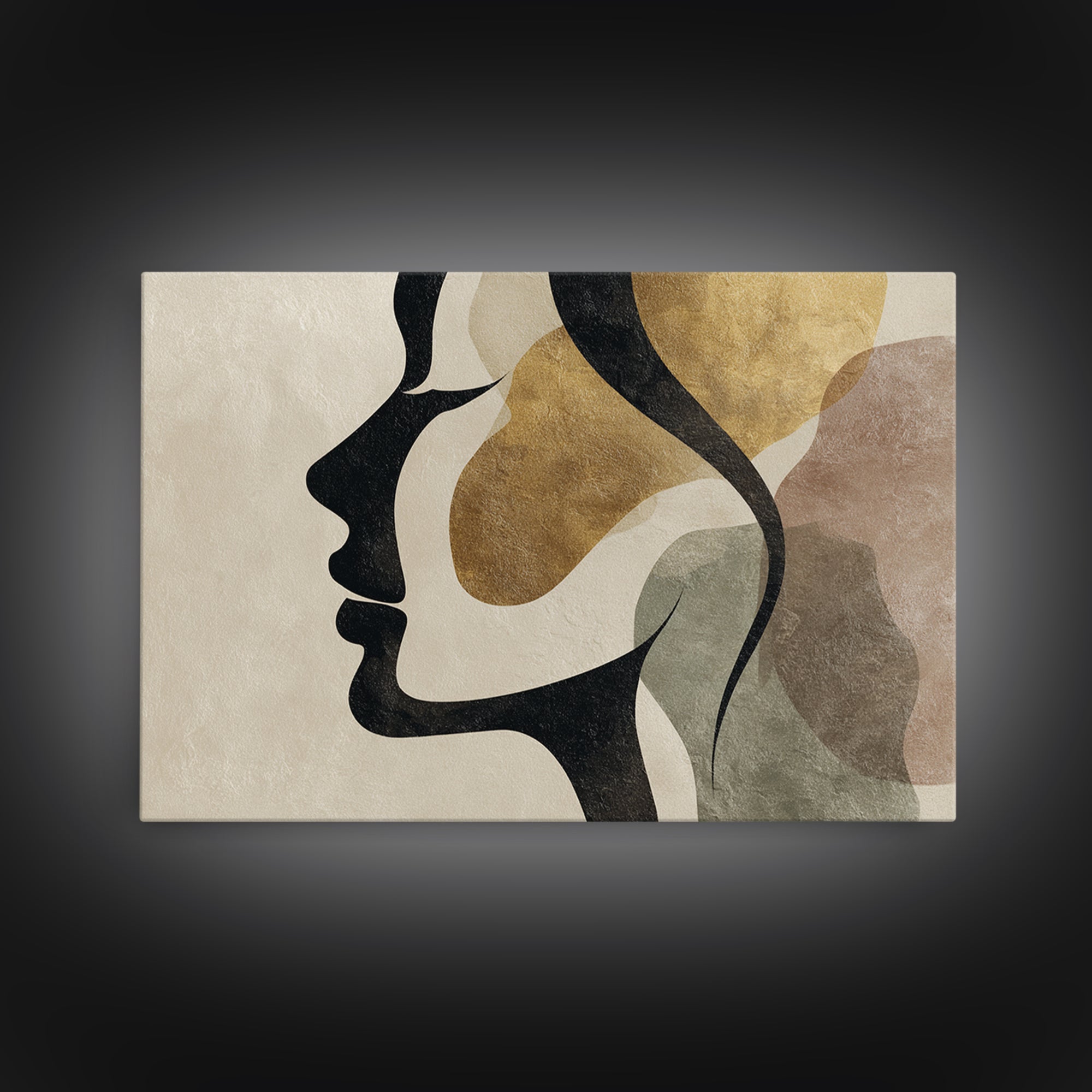 Monochrome Female Profile Canvas Print, Black and White Art, Modern Decor, Living Room Decor, Abstract Art, Monochrome, BAW-3x2-53