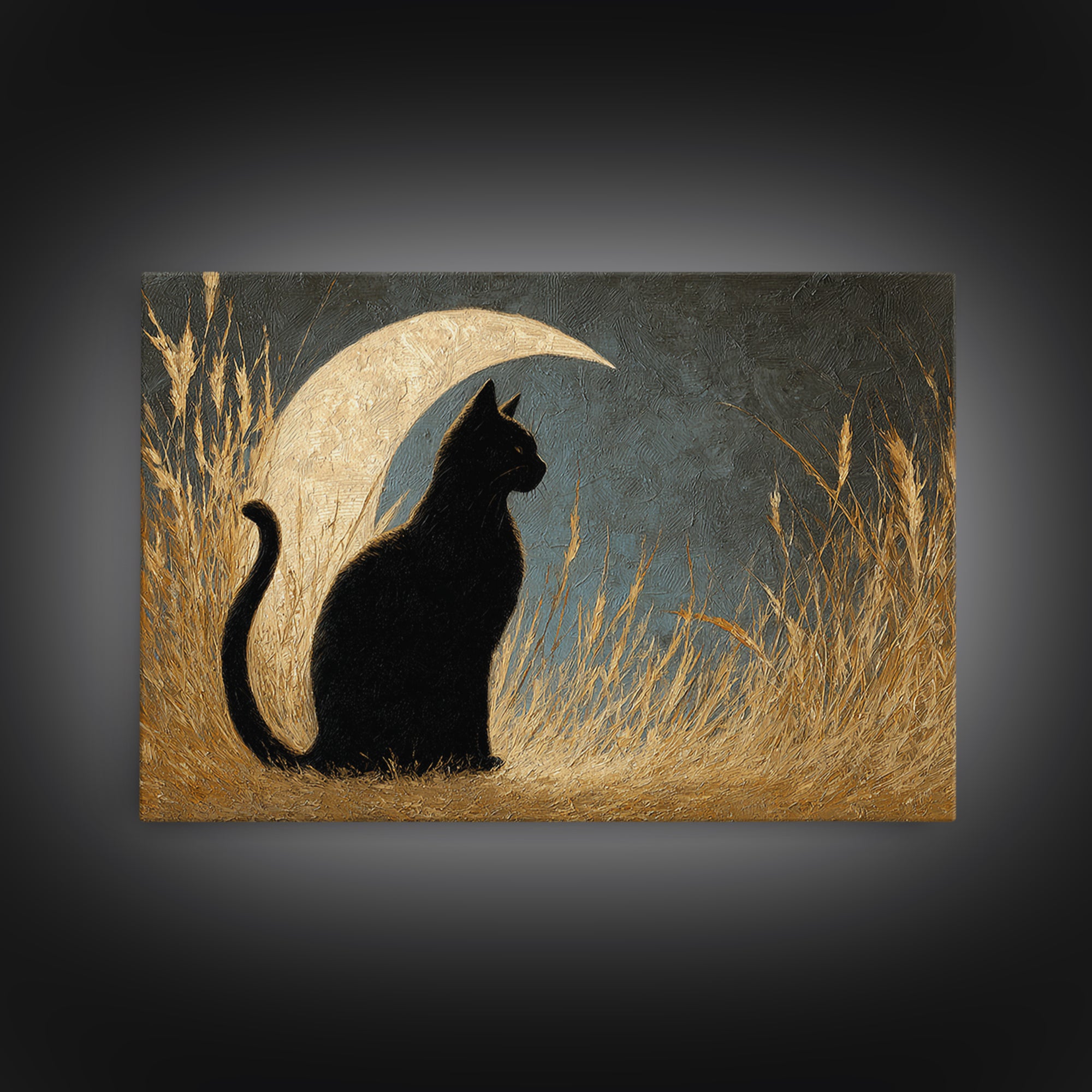 Black Cat Silhouette Canvas Print, Black and White Art, Minimalist Decor, Living Room Decor, Fine Art, Monochrome, BAW-3x2-68