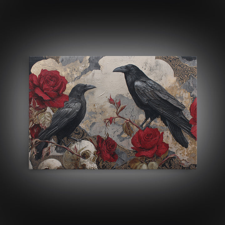 Ink Splatter Raven Composition Canvas Print, Black and White Art, Contemporary Art, Living Room Decor, Fine Art, Monochrome, BAW-3x2-72