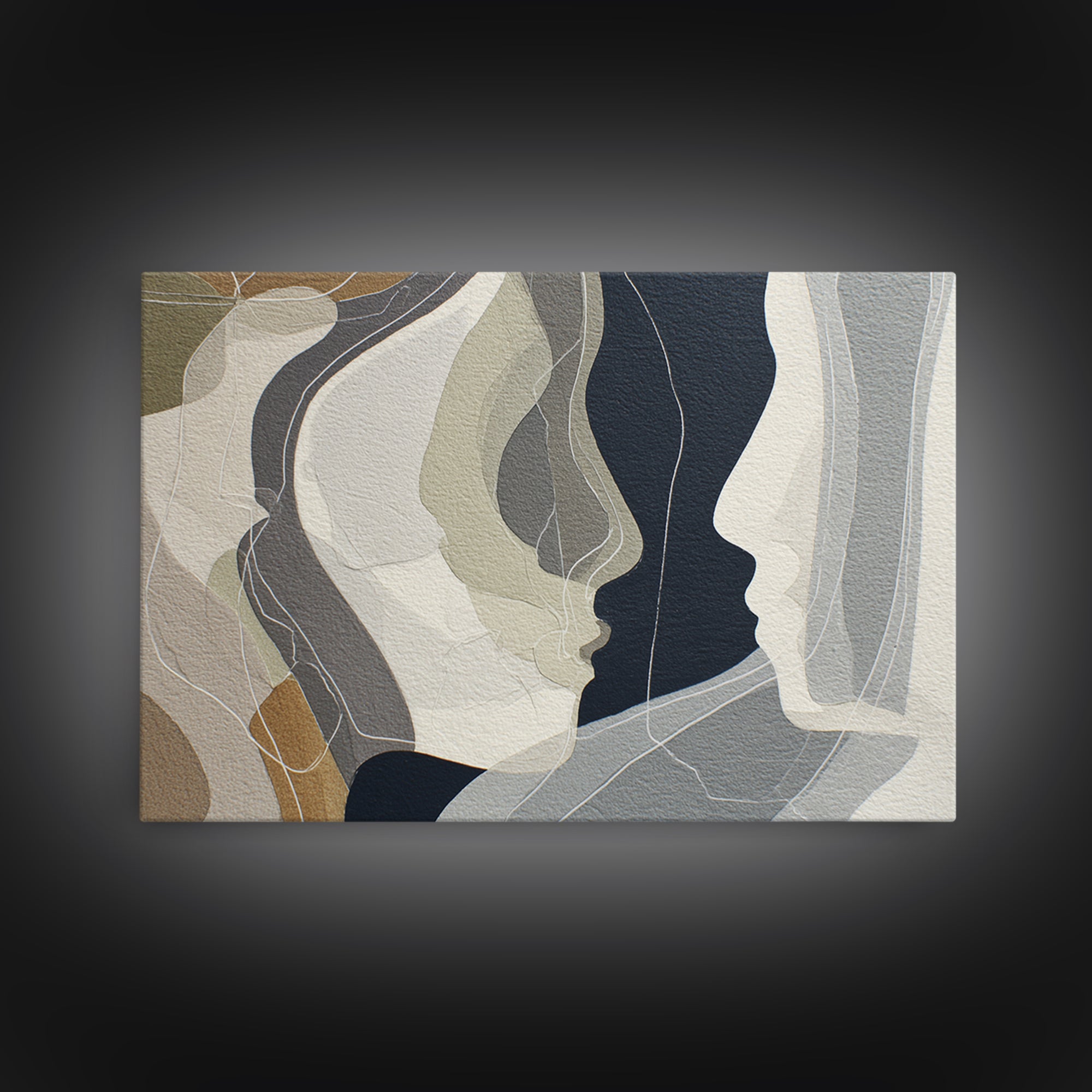 Monochrome Female Profile Framed Canvas Print, Black and White Art, Room Decor, Living Room Decor, Abstract Art, Monochrome, BAW-3x2-77