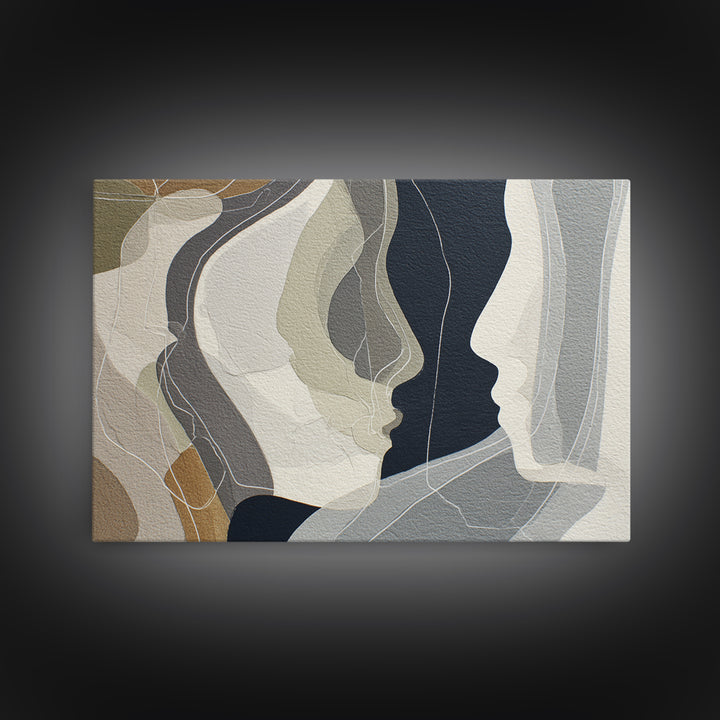 Monochrome Female Profile Framed Canvas Print, Black and White Art, Room Decor, Living Room Decor, Abstract Art, Monochrome, BAW-3x2-77