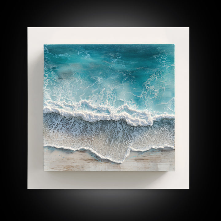 Aerial Turquoise Shoreline Canvas Print, Beach Art, Modern Decor, Coastal Decor, Fine Art, Shore, Home Decor, Wall Decor, BEA-1x1-25