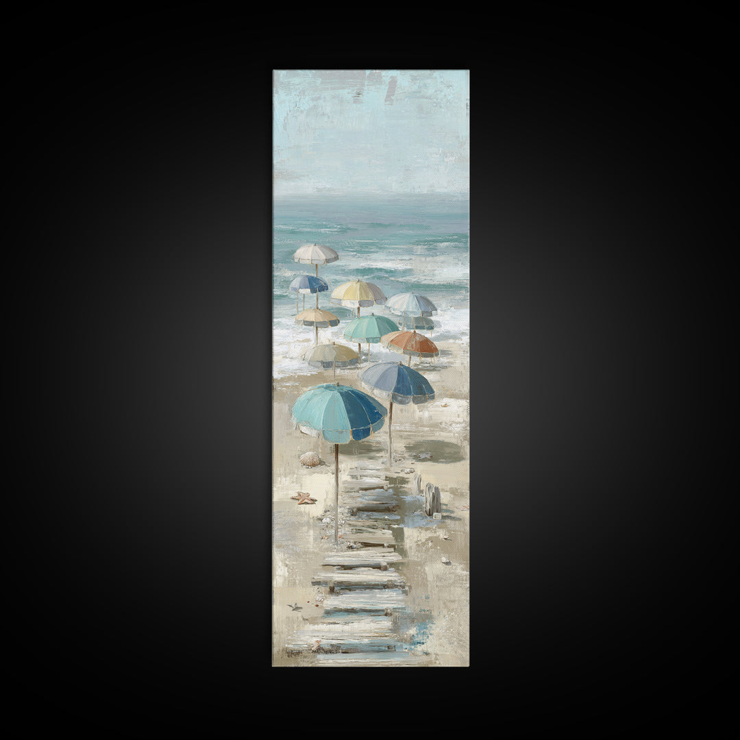 Beach Umbrella Pattern Canvas Print, Beach Art, Contemporary Art, Coastal Decor, Fine Art, Shore, Original Art, Abstract Art, BEA-1x3-44