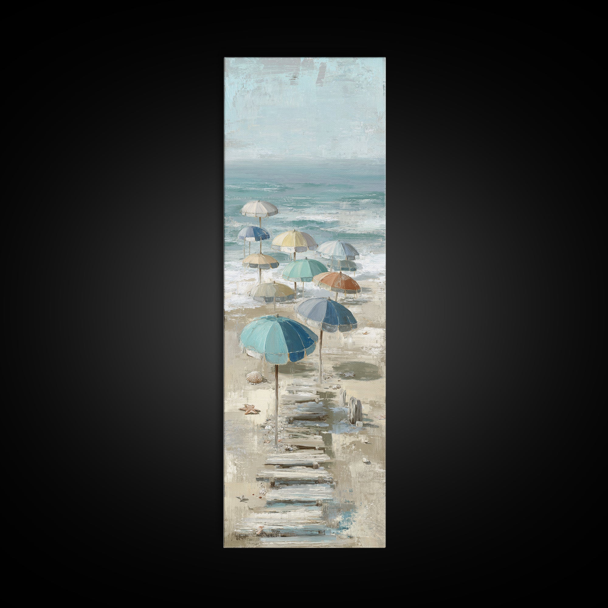 Beach Umbrella Pattern Canvas Print, Beach Art, Contemporary Art, Coastal Decor, Fine Art, Shore, Original Art, Abstract Art, BEA-1x3-44