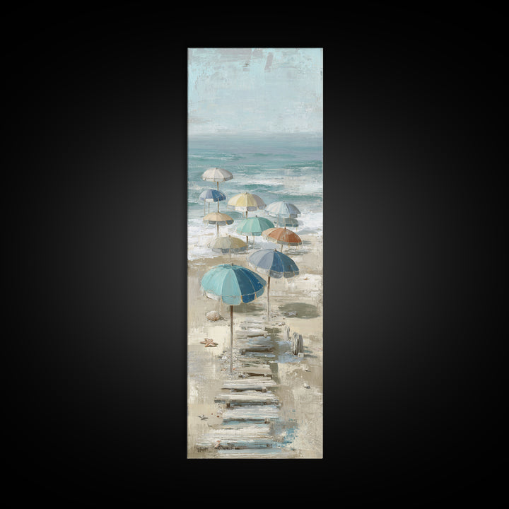 Beach Umbrella Pattern Canvas Print, Beach Art, Contemporary Art, Coastal Decor, Fine Art, Shore, Original Art, Abstract Art, BEA-1x3-44