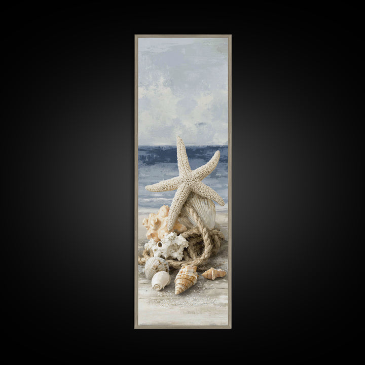Sun Bleached Starfish and Shells Still Life Canvas Print, Beach Art, Art Prints, Coastal Decor, Fine Art, Shore, Wall Art Print, BEA-1x3-73