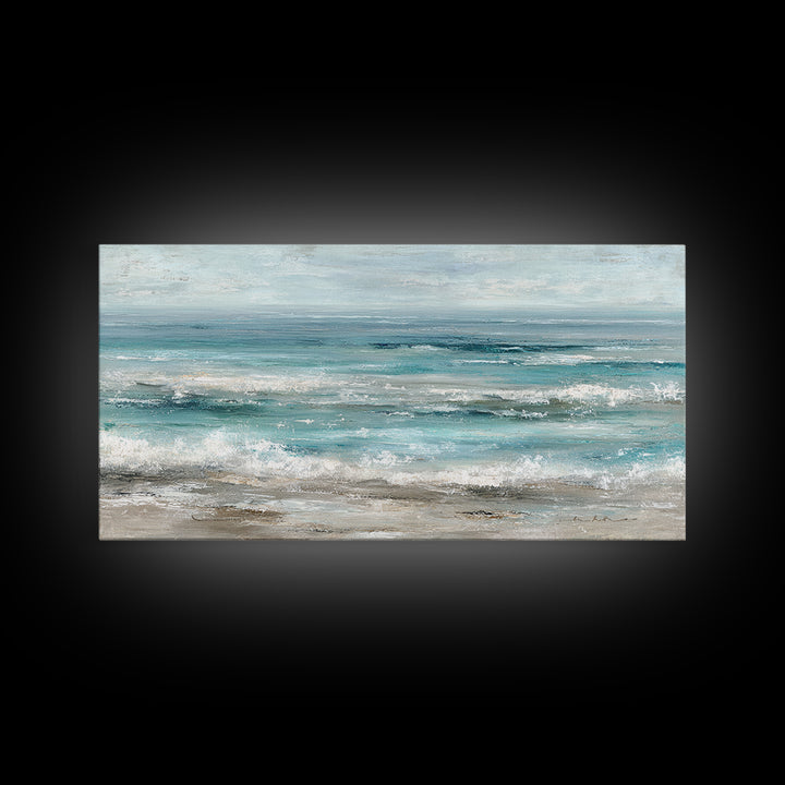 Mediterranean Cove with Clear Water Framed Canvas Print, Beach Art, Home Decor, Coastal Decor, Fine Art, Shore, Printable Art, BEA-2x1-40