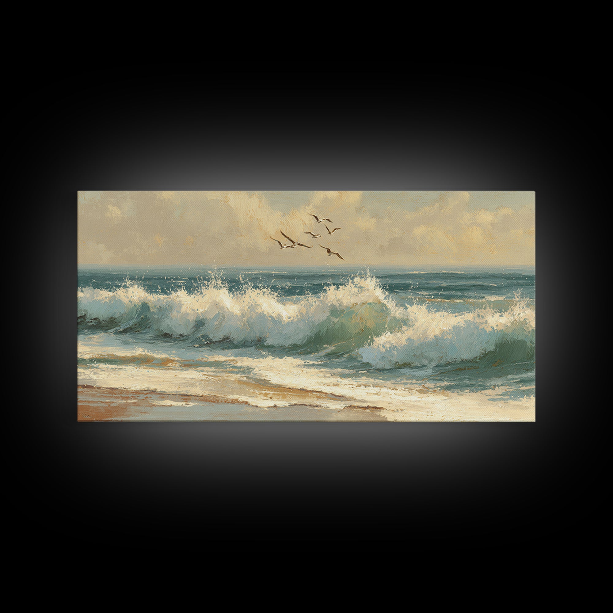 Stormy Ocean Wave Framed Canvas Print, Beach Art, Art, Coastal Decor, Fine Art, Shore, Abstract Wall Art, Whimsical Decor, BEA-2x1-5