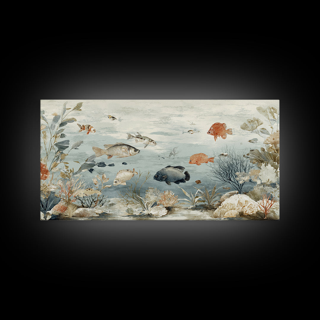 Coral Reef Fish Canvas Print, Beach Art, Contemporary Art, Coastal Decor, Fine Art, Shore, Original Art, Abstract Art, BEA-2x1-54