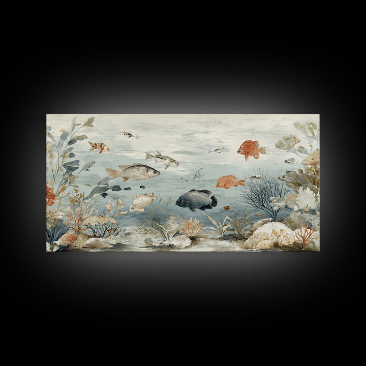 Coral Reef Fish Canvas Print, Beach Art, Contemporary Art, Coastal Decor, Fine Art, Shore, Original Art, Abstract Art, BEA-2x1-54