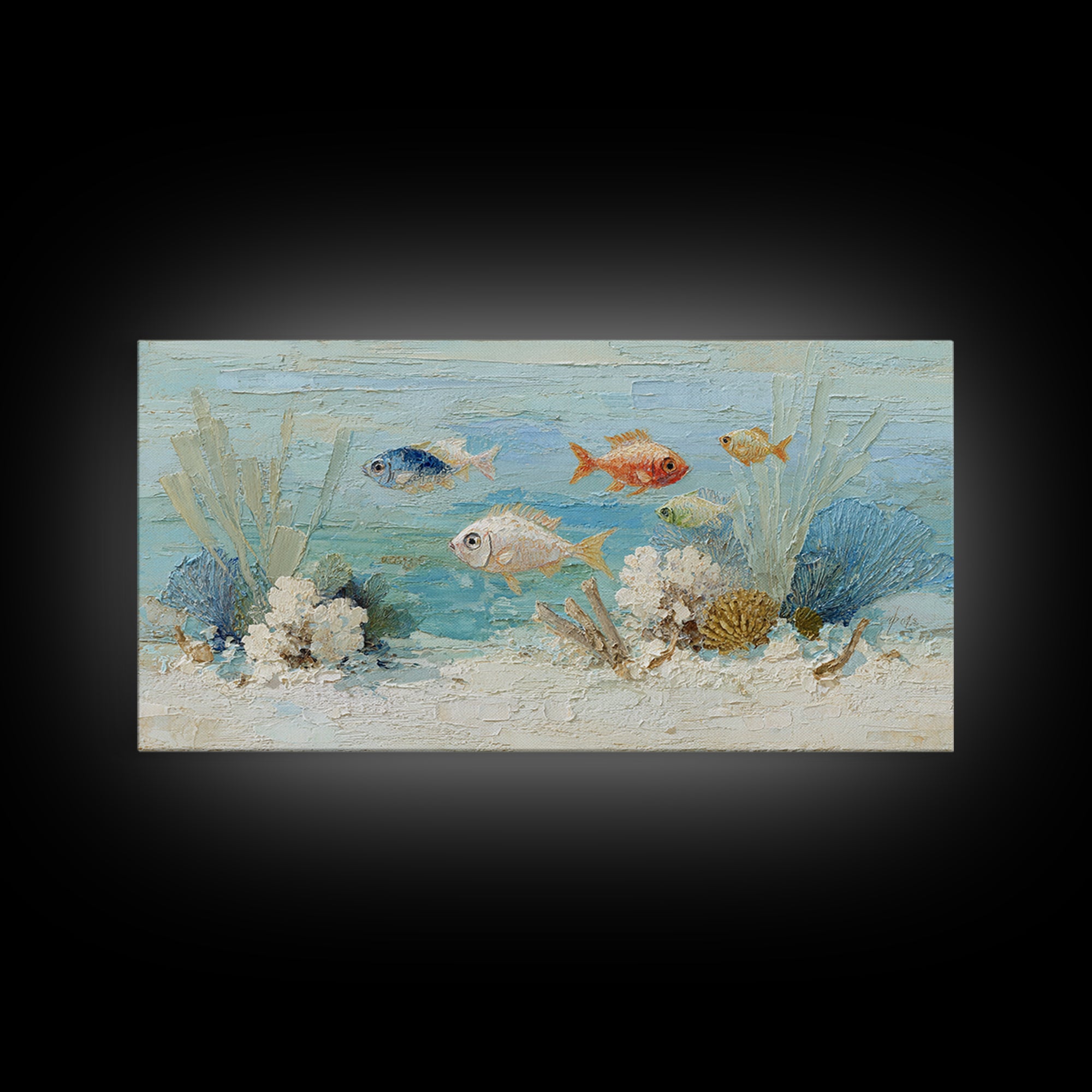 Coral Reef Fish Framed Canvas Print, Beach Art, Luxury Decor, Coastal Decor, Fine Art, Shore, Digital Art, Printable Wall Art, BEA-2x1-6