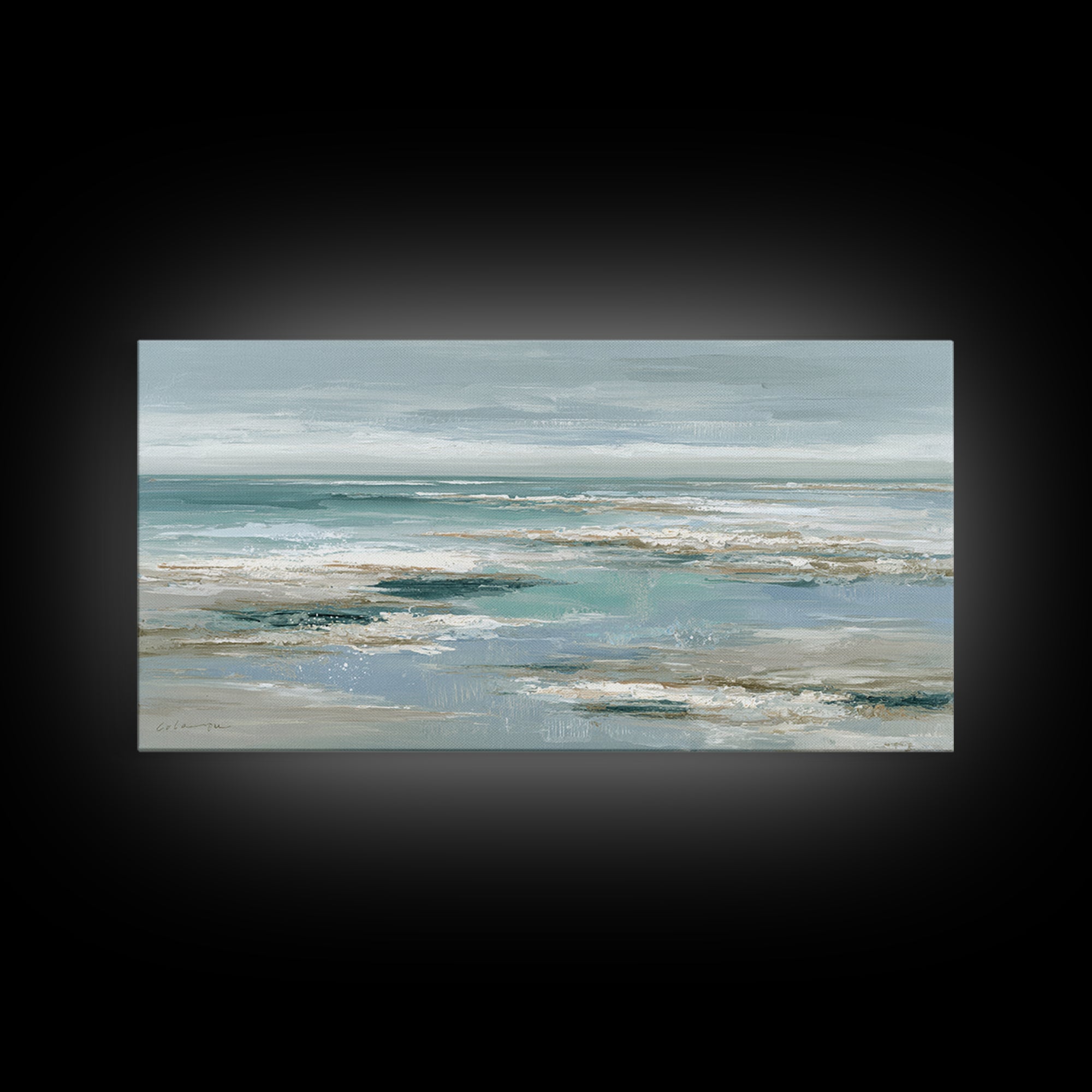 Seashell Collection Painted Like Natural Specimens Framed Canvas Print, Beach Art, Digital Wall Art, Coastal Decor, Shore, BEA-2x1-72