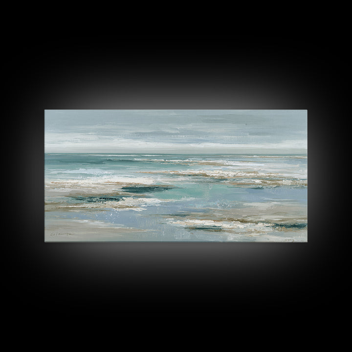 Seashell Collection Painted Like Natural Specimens Framed Canvas Print, Beach Art, Digital Wall Art, Coastal Decor, Shore, BEA-2x1-72