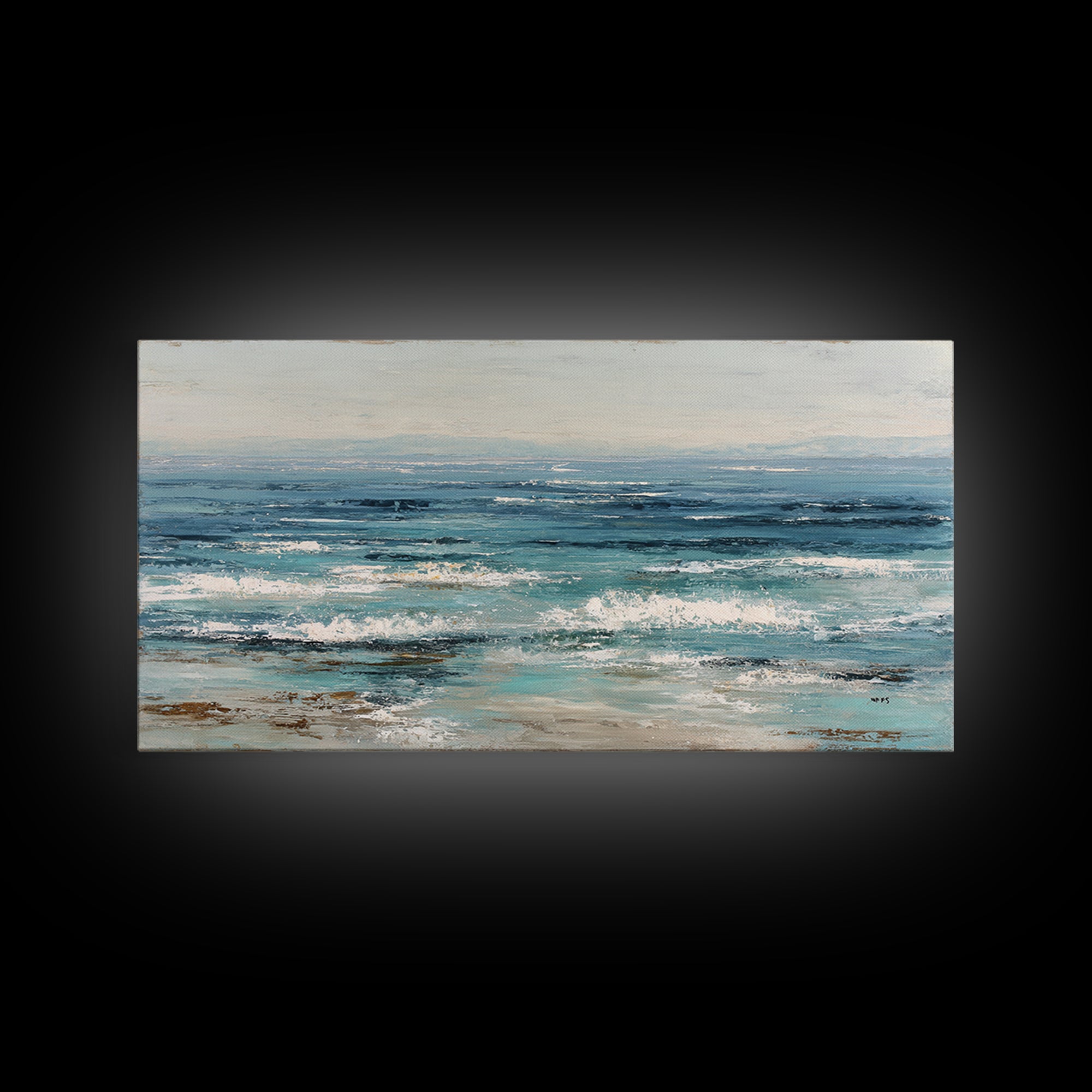 Abstract Ocean Horizon Framed Canvas Print, Beach Art, Wall Art Print, Coastal Decor, Shore, Beach Prints, Gallery Decor, BEA-2x1-84