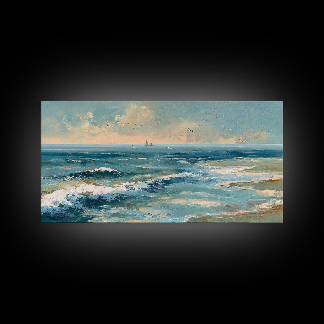 Aerial Turquoise Shoreline Canvas Print, Beach Art, Original Art, Coastal Decor, Fine Art, Shore, Beach Decor, Modern Art, BEA-2x1-93