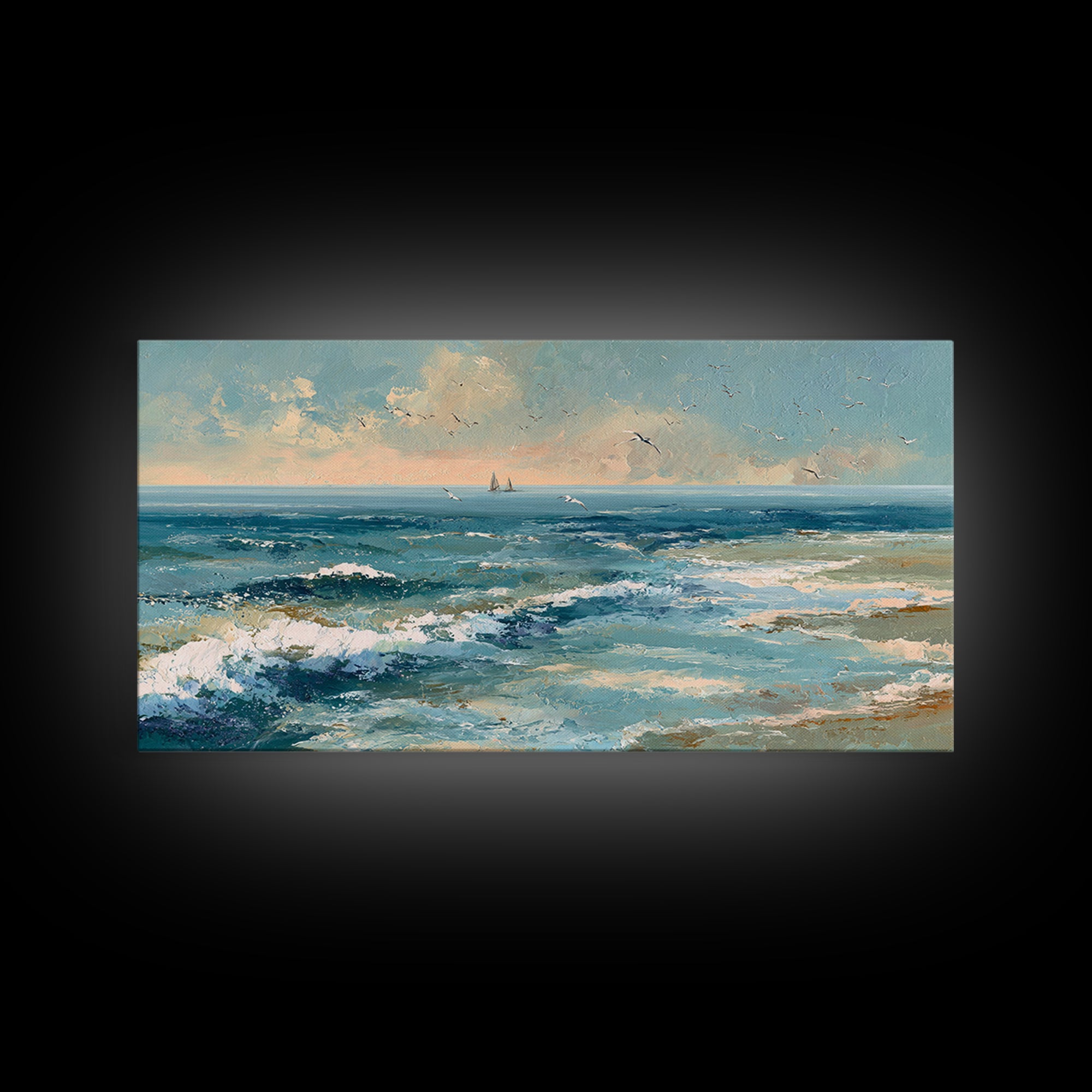 Aerial Turquoise Shoreline Canvas Print, Beach Art, Original Art, Coastal Decor, Fine Art, Shore, Beach Decor, Modern Art, BEA-2x1-93