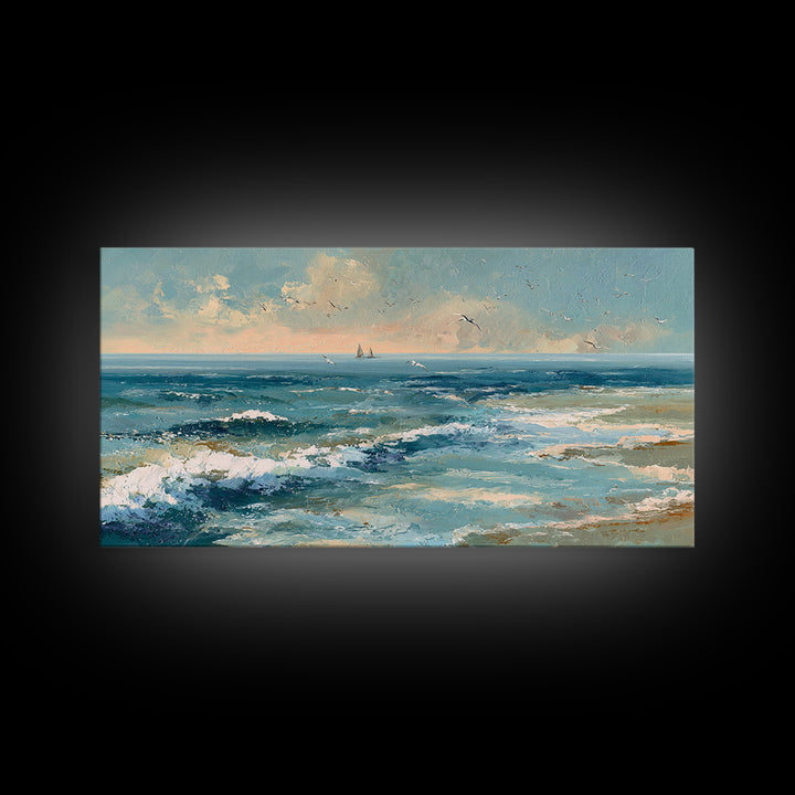 Aerial Turquoise Shoreline Canvas Print, Beach Art, Original Art, Coastal Decor, Fine Art, Shore, Beach Decor, Modern Art, BEA-2x1-93