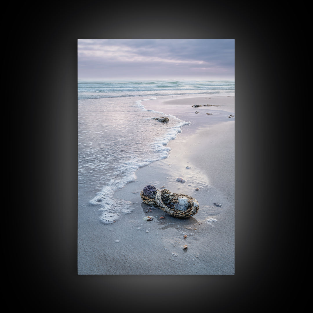 Pink Sunrise Reflected on Wet Sand Framed Canvas Print, Beach Art, Boho Decor, Coastal Decor, Abstract Art, Shore, Art Prints, BEA-2x3-26