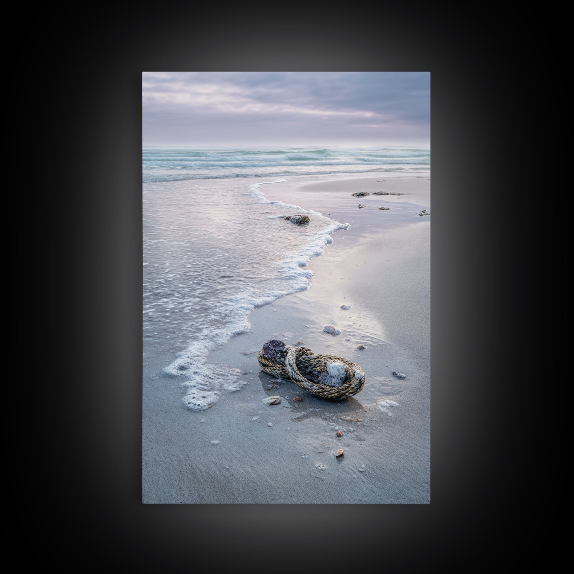 Pink Sunrise Reflected on Wet Sand Framed Canvas Print, Beach Art, Boho Decor, Coastal Decor, Abstract Art, Shore, Art Prints, BEA-2x3-26