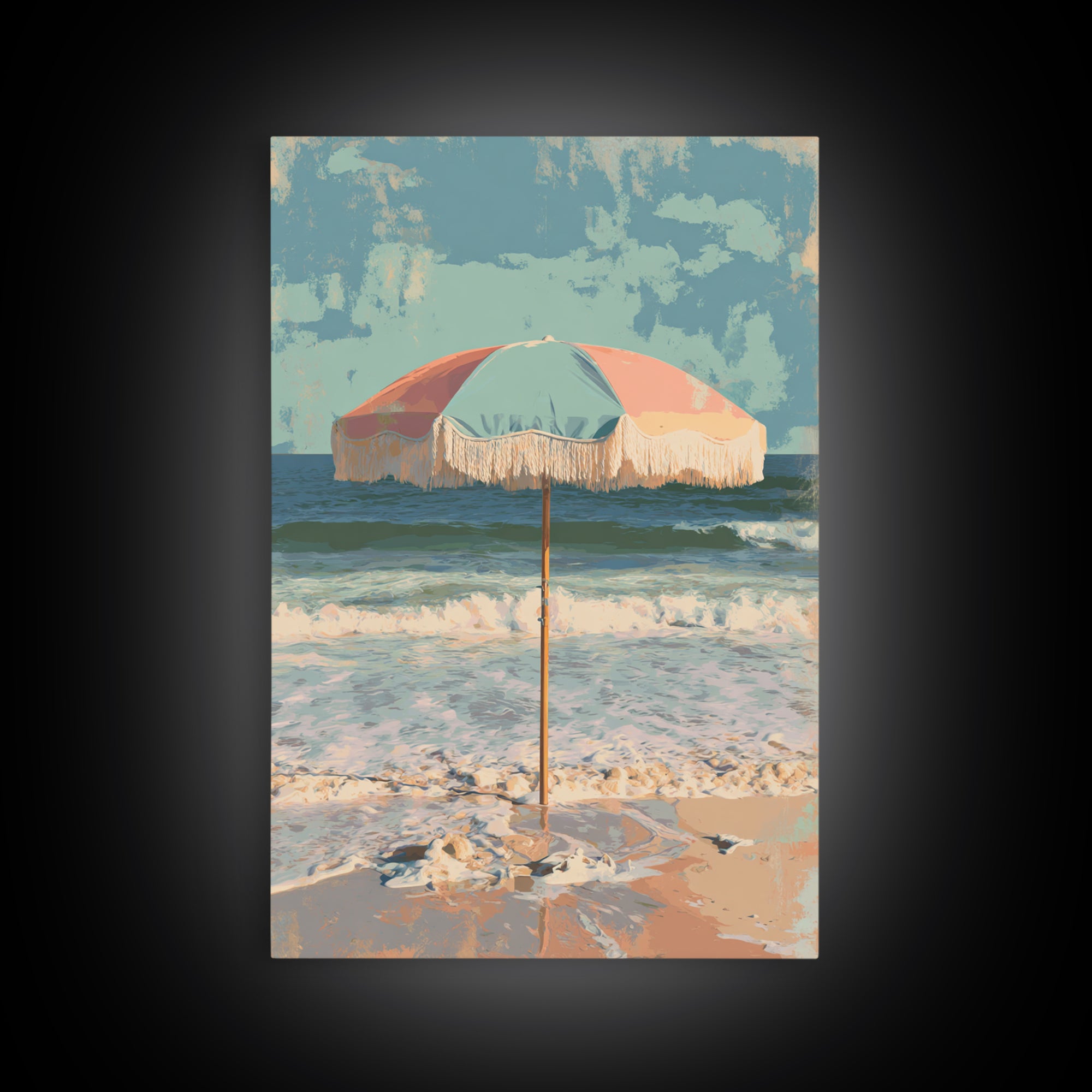 Beach Umbrella Pattern Canvas Print, Beach Art, Fine Art Print, Coastal Decor, Fine Art, Shore, Wall Decor, Art Prints, BEA-2x3-40
