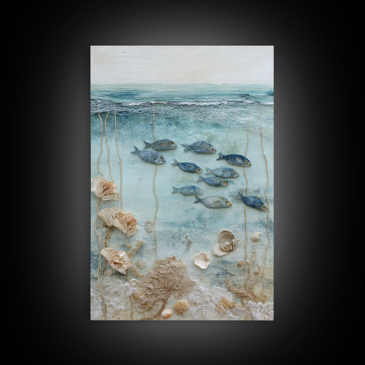Coral Reef Fish Canvas Print, Beach Art, Home Decor, Coastal Decor, Oil Painting, Shore, Printable Art, Abstract Wall Art, BEA-2x3-66