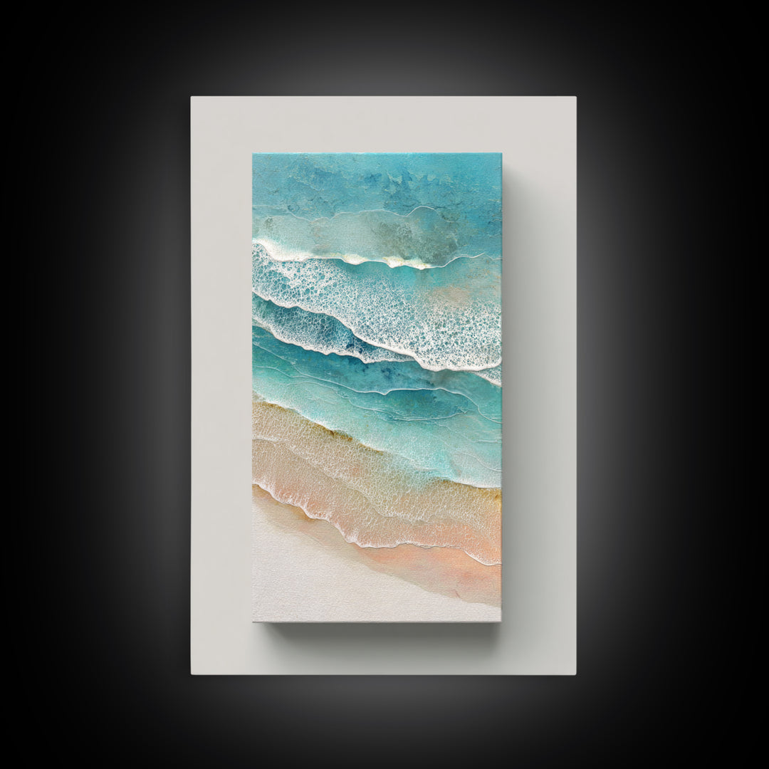 Aerial Turquoise Shoreline Canvas Print, Beach Art, Art, Coastal Decor, Fine Art, Shore, Abstract Wall Art, Whimsical Decor, BEA-2x3-9