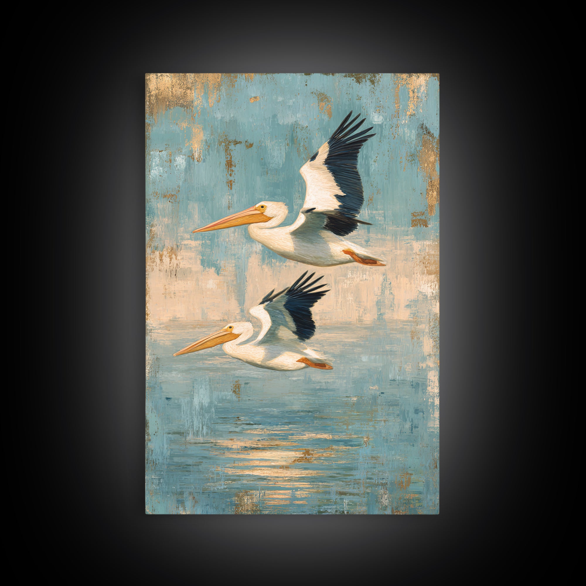 Pelicans Flying Low Canvas Print, Beach Art, Abstract Art, Coastal Decor, Fine Art, Shore, Modern Art, Beach Wall Art, BEA-2x3-99